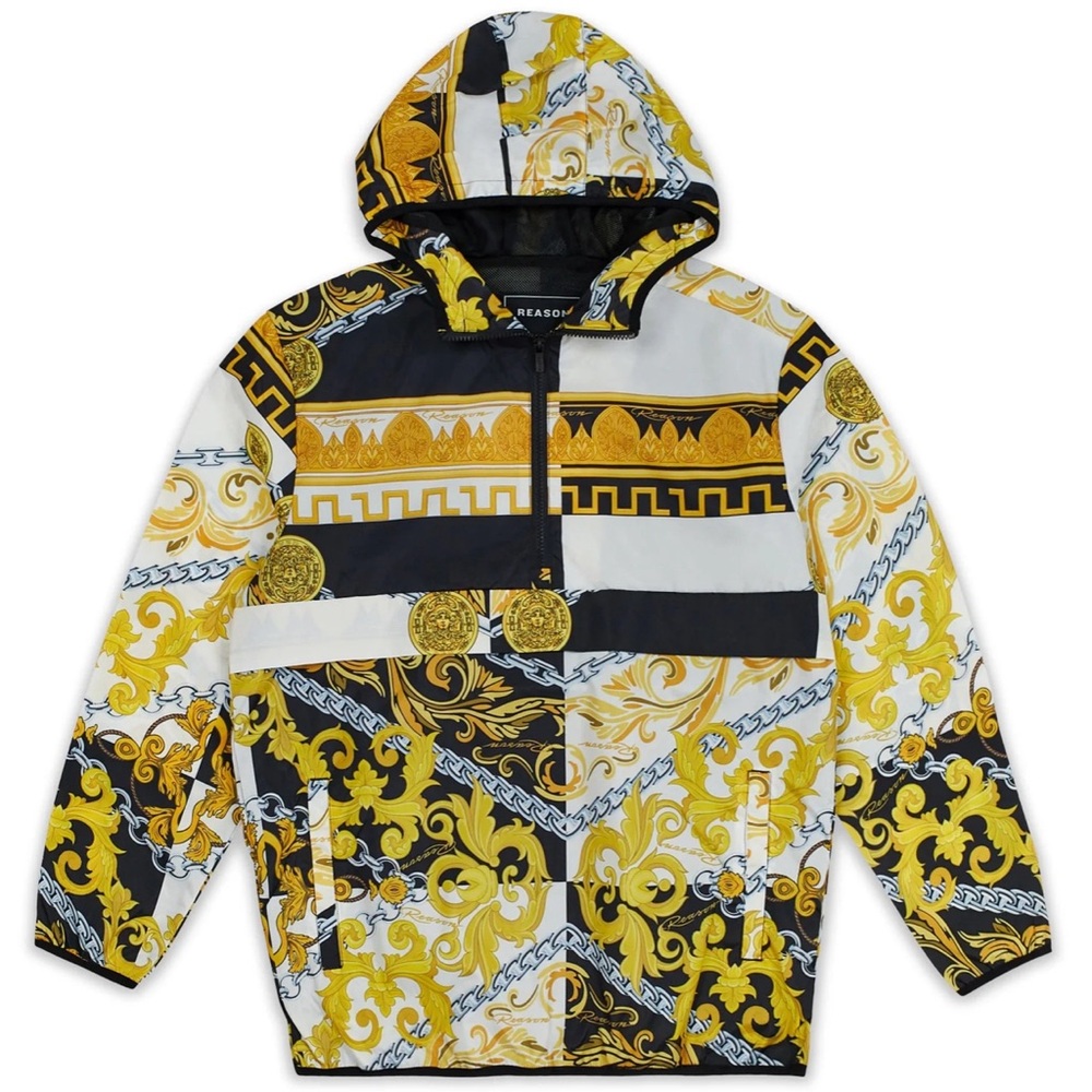 •Medusa• Chain Detail Print Half Zip Pull Over Jacket